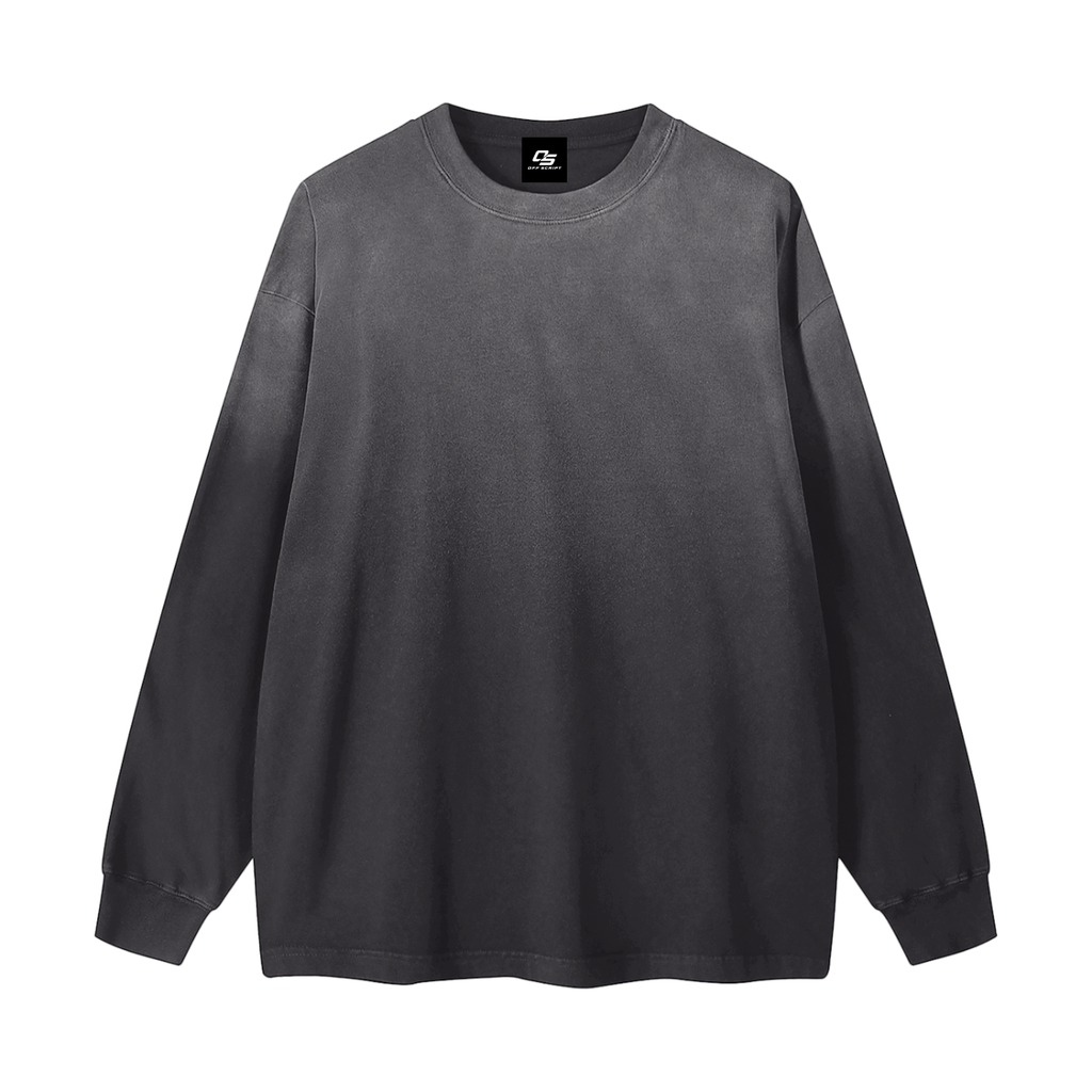 Black Gradient Washed Long Sleeve T-Shirt front view