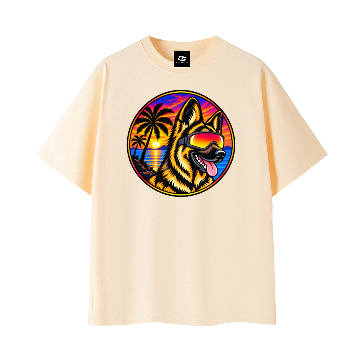 German Shepherd Sunset Graphic T-Shirt – Apricot