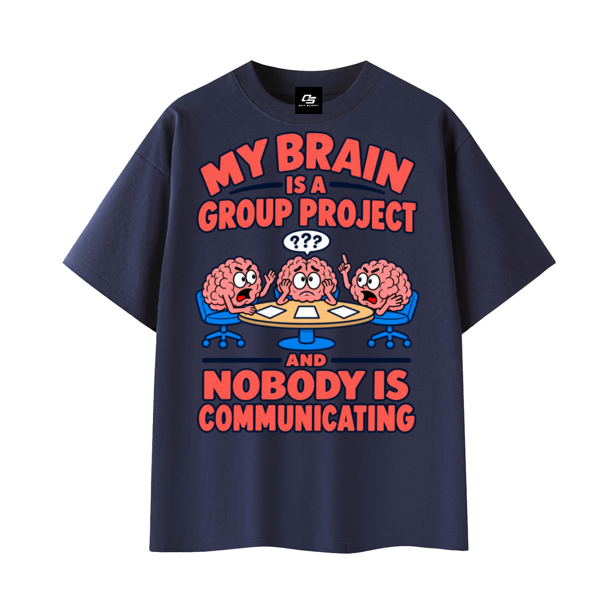 Group Project Graphic Essential Cotton Unisex T-Shirt – Navy Blue
