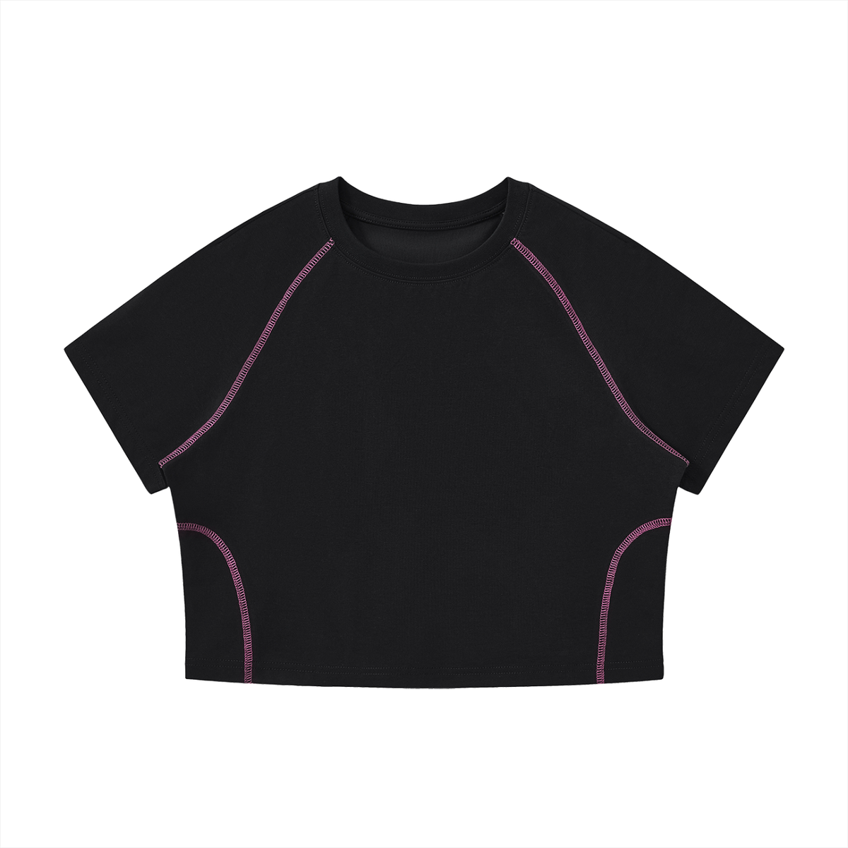 Women's Contrast Stitch Raglan Crop T-Shirt