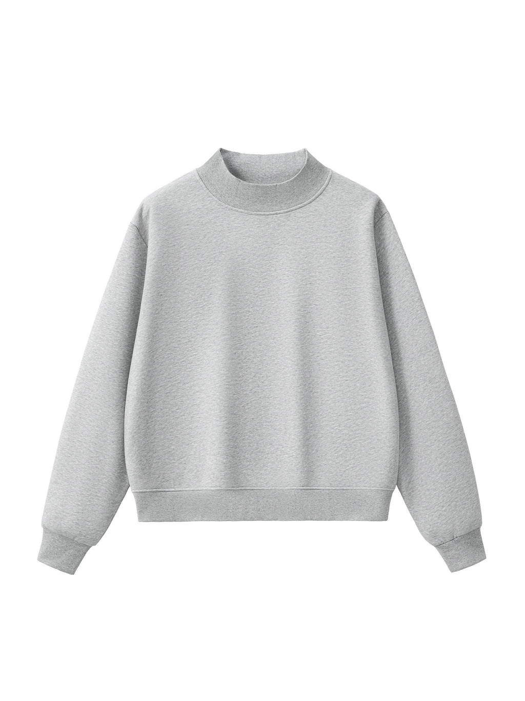 Essential Fleece Mock-Neck Crew Sweatshirt – Heather Grey