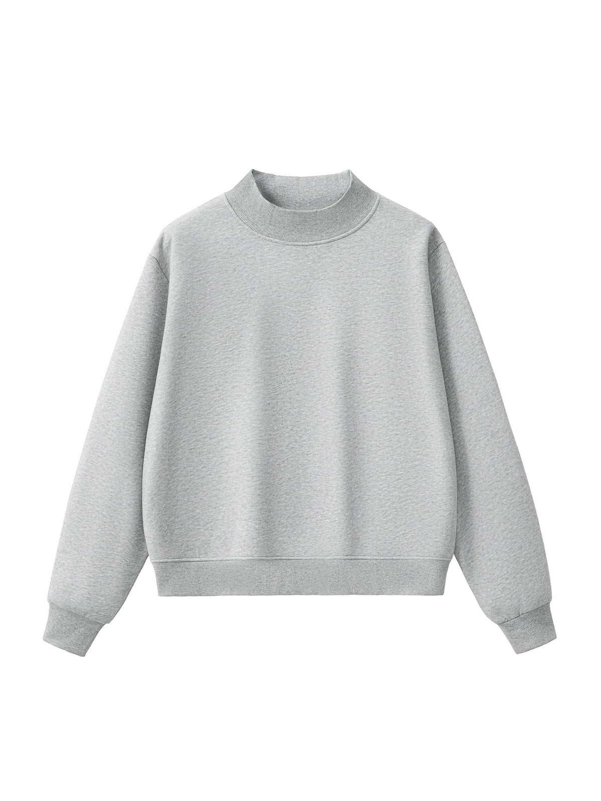 Essential Fleece Mock-Neck Crew Sweatshirt – Heather Grey