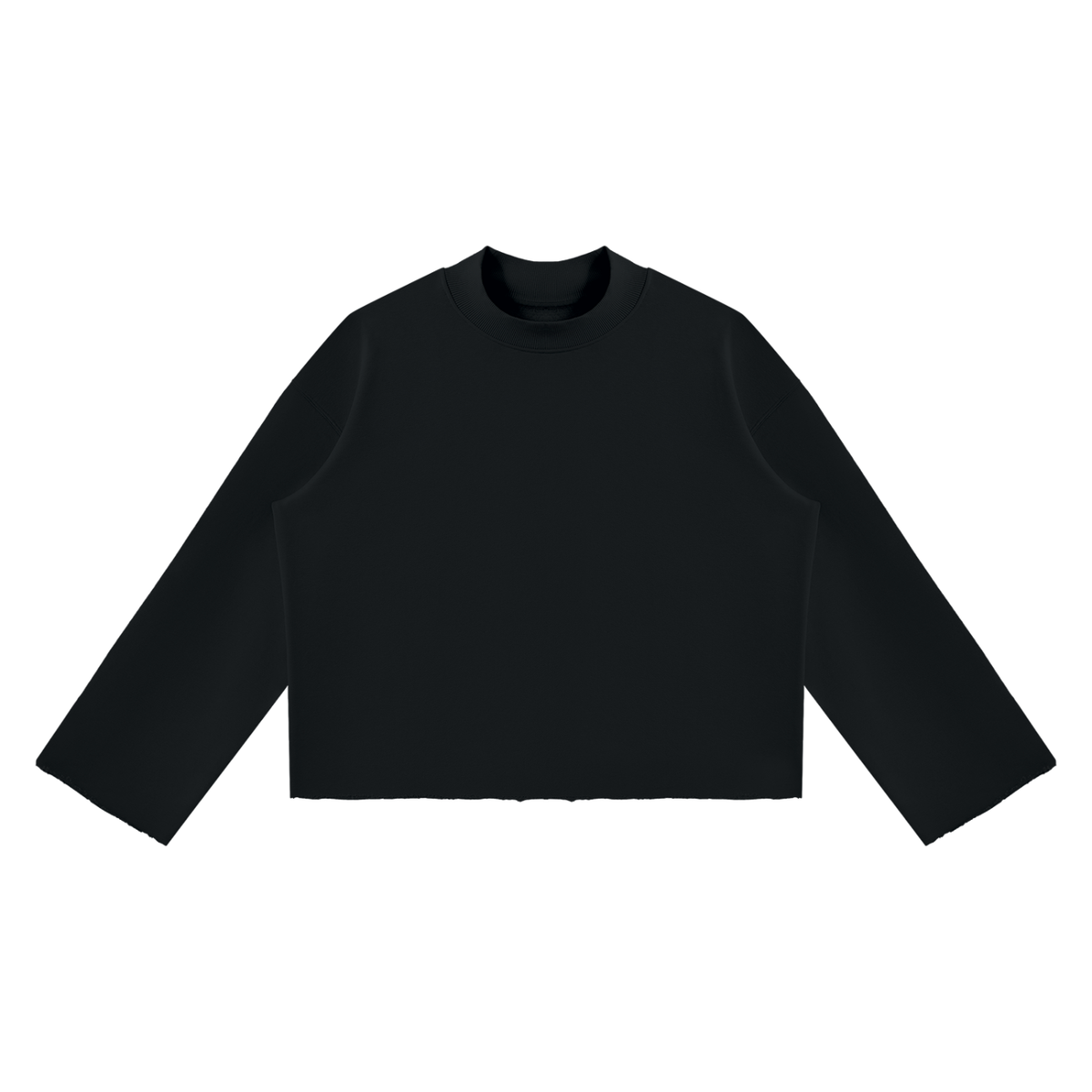 Unisex Mock-Neck Raw-Edge Boxy Sweatshirt