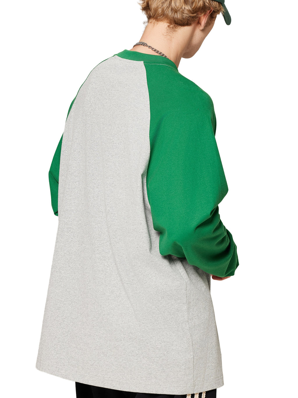 Unisex colour-blocked raglan long-sleeve T-shirt lifestyle view