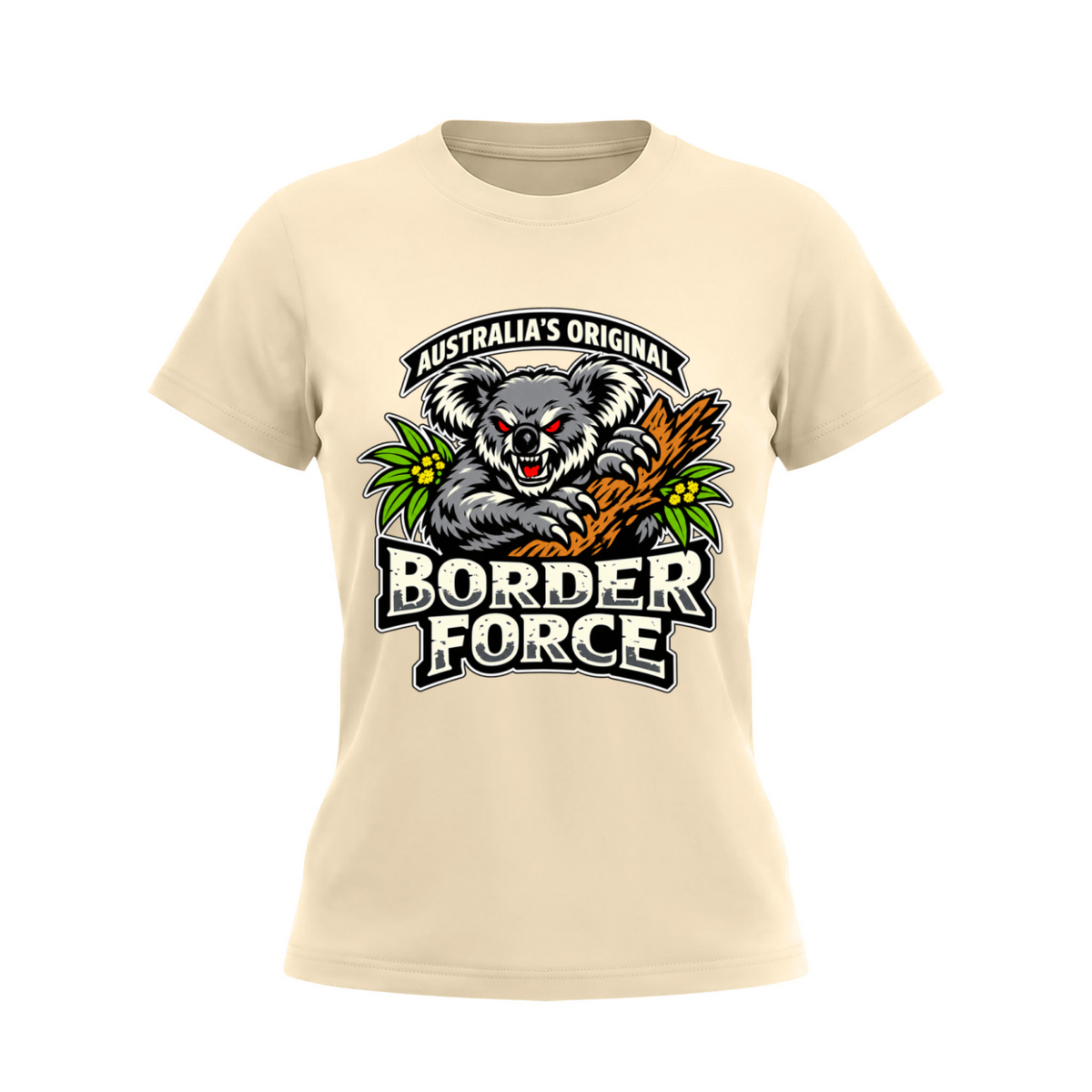 Drop Bear Women's Slim Fit Crewneck T-Shirt - Apricot front 3D mockup
