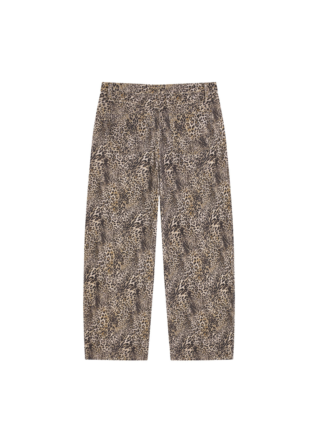 Unisex Vintage Wash Leopard Wide Leg Jeans