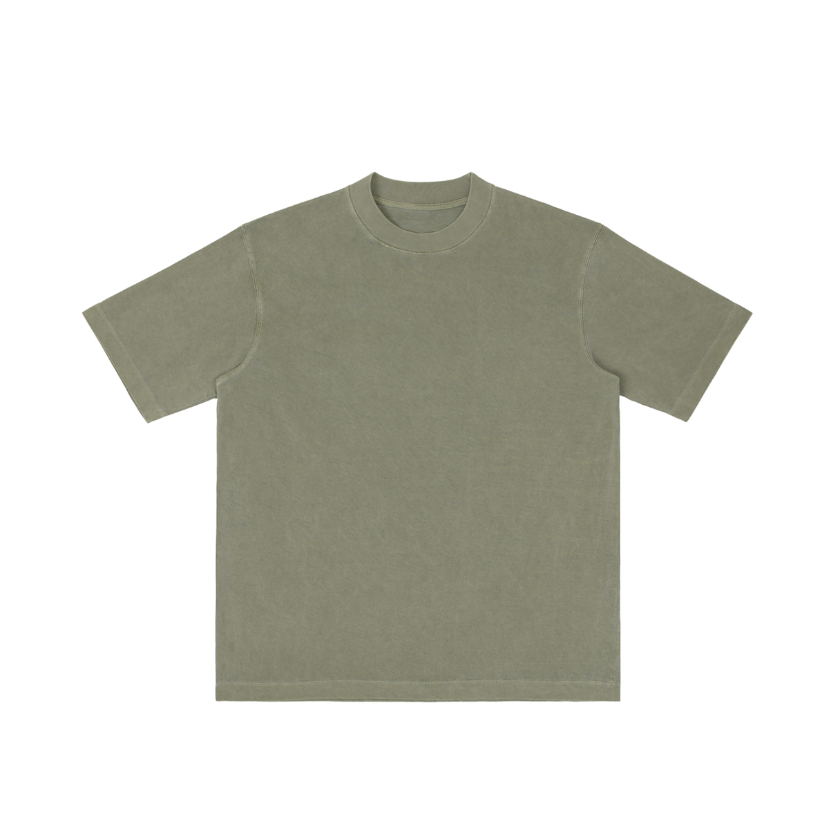 Army Green Unisex Vintage-Wash Drop-Shoulder T-Shirt front view