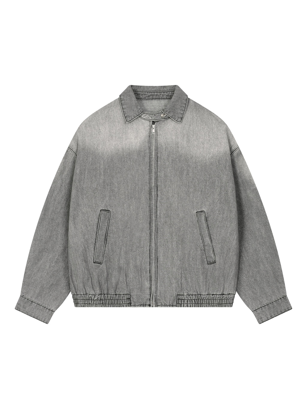 Unisex Vintage Wash Full-Zip Denim Jacket