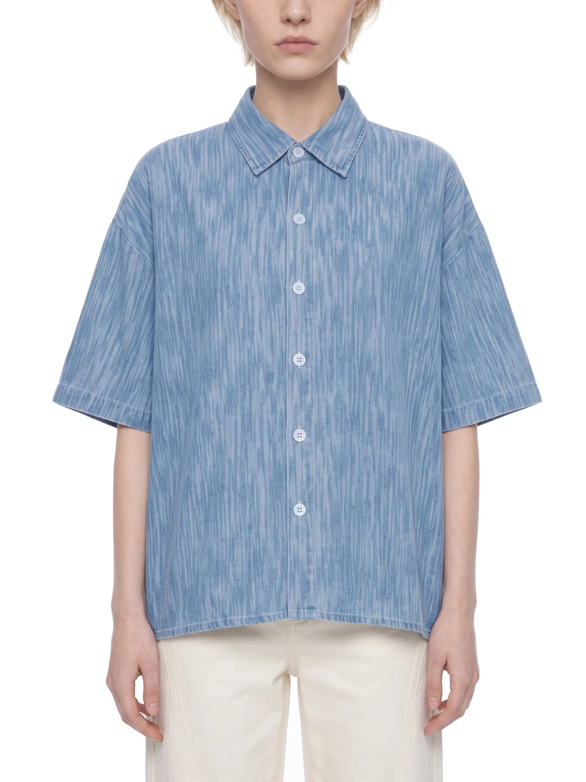 Unisex Boxy Vintage Wash Denim Shirt