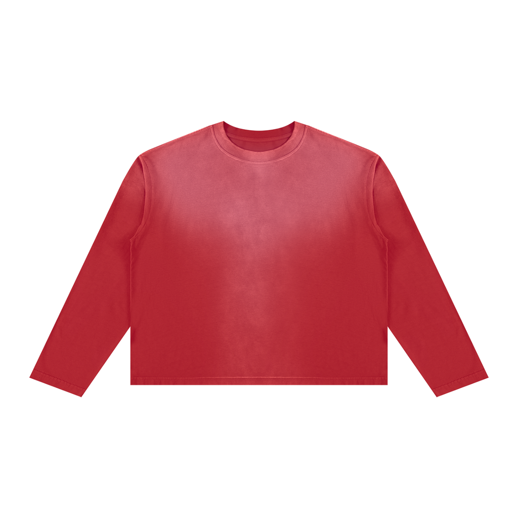 Off Script Sunfade Boxy Long Sleeve T-Shirt - Red front view