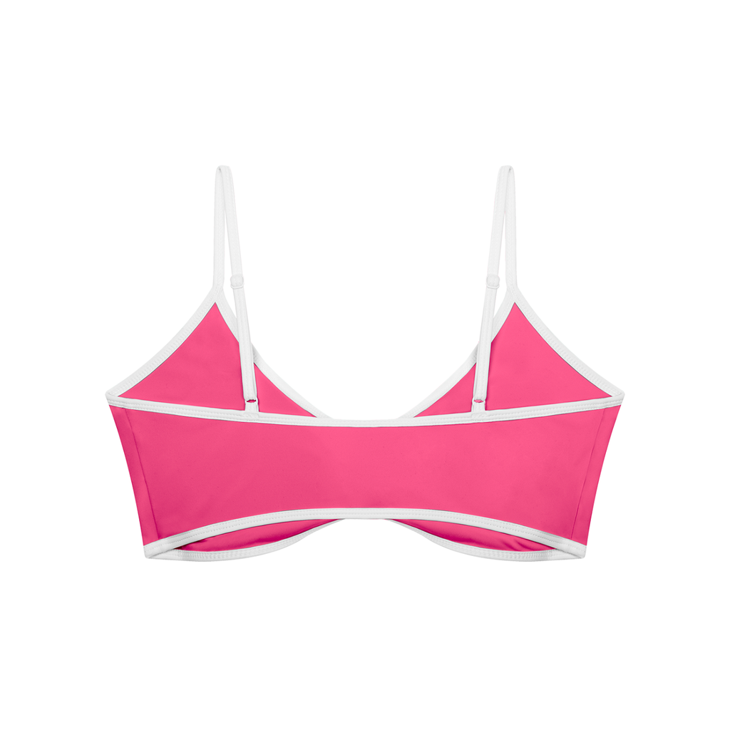 Off Script Women’s Colour-Block Ruched V-Neck Sports Bra - Rose Pink - back mockup