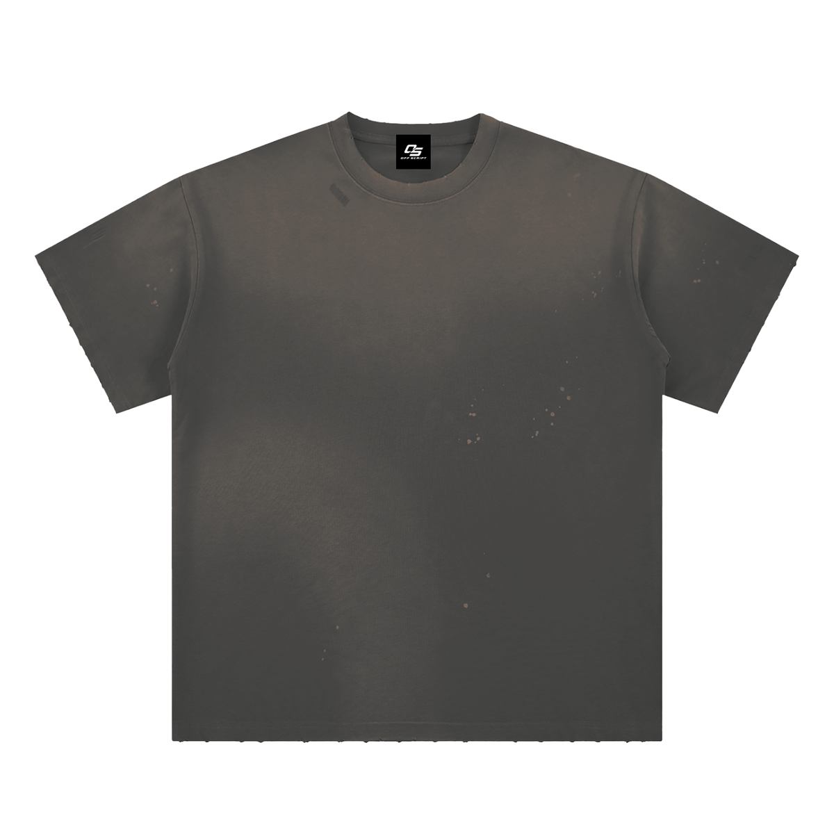 Grey Hand-Frayed Sunfade Paint Splatter T-Shirt front view