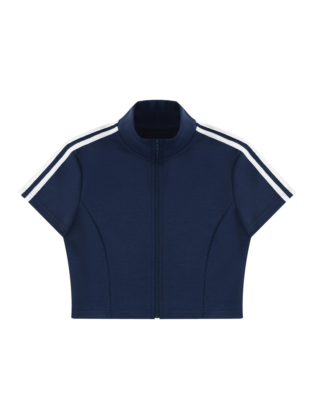 Women's Cropped Full Zip Short Sleeve T-Shirt