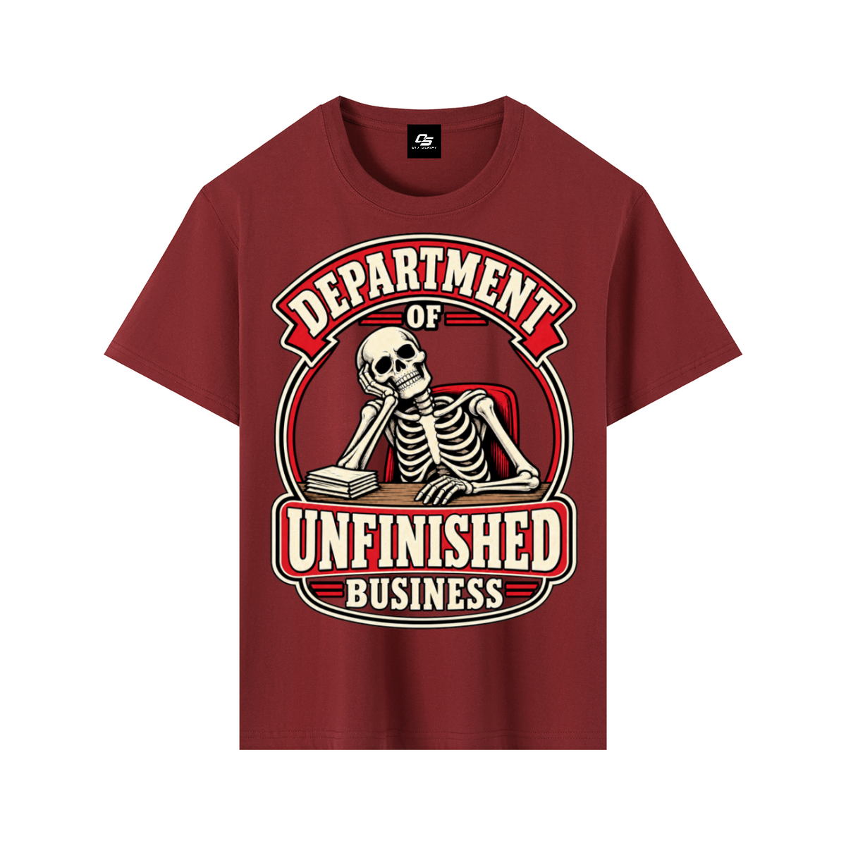 Department of Unfinished Business Pure Cotton Unisex T-Shirt – Wine Red