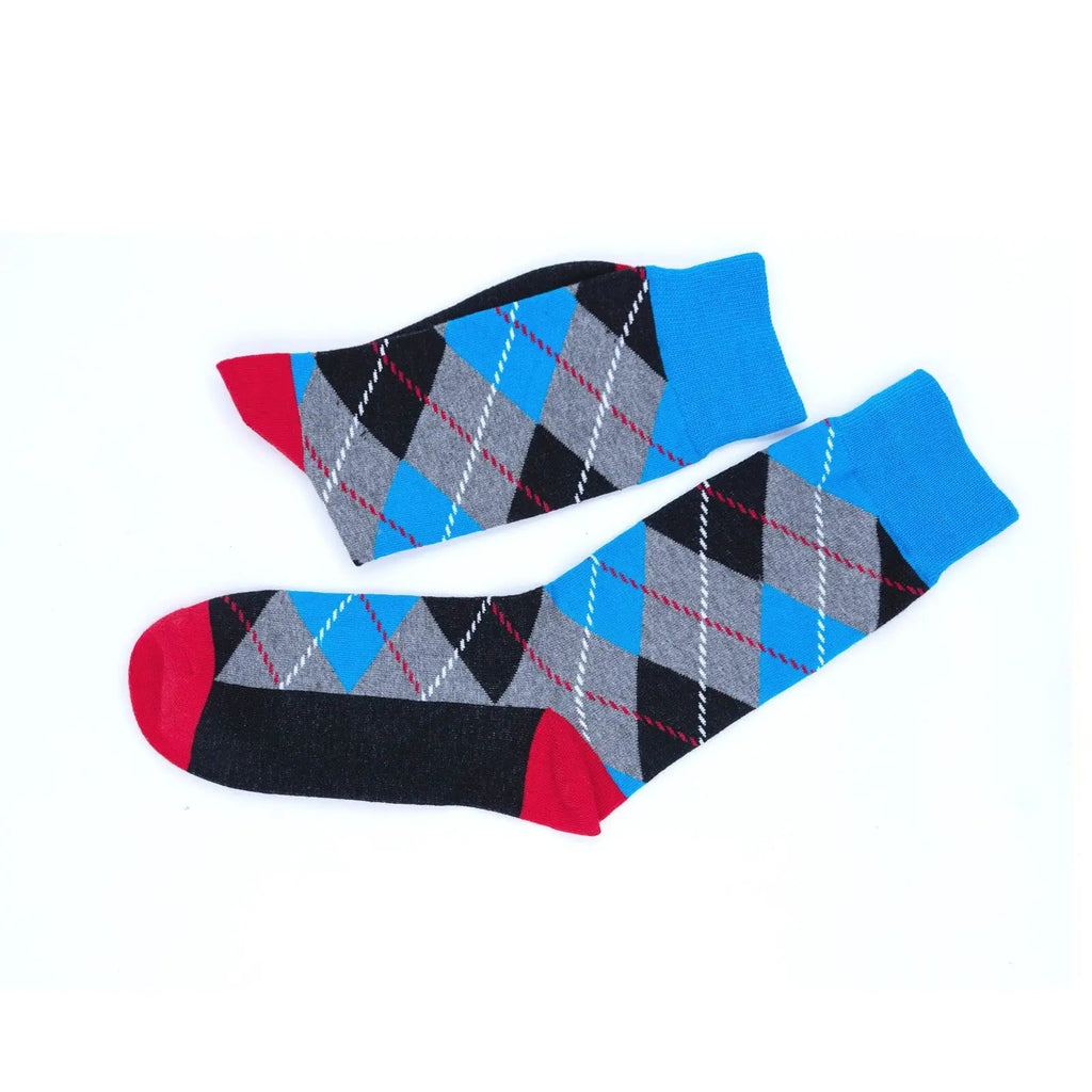 Mens 4 Pairs Argyle Dress Socks  Colorful Patterned Crew Socks for Formal and Casual Wear