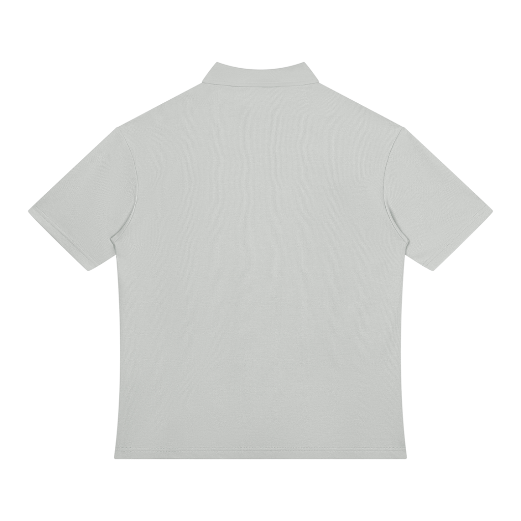 Light Gray Unisex Color Block Quarter-Zip Polo Shirt back product view