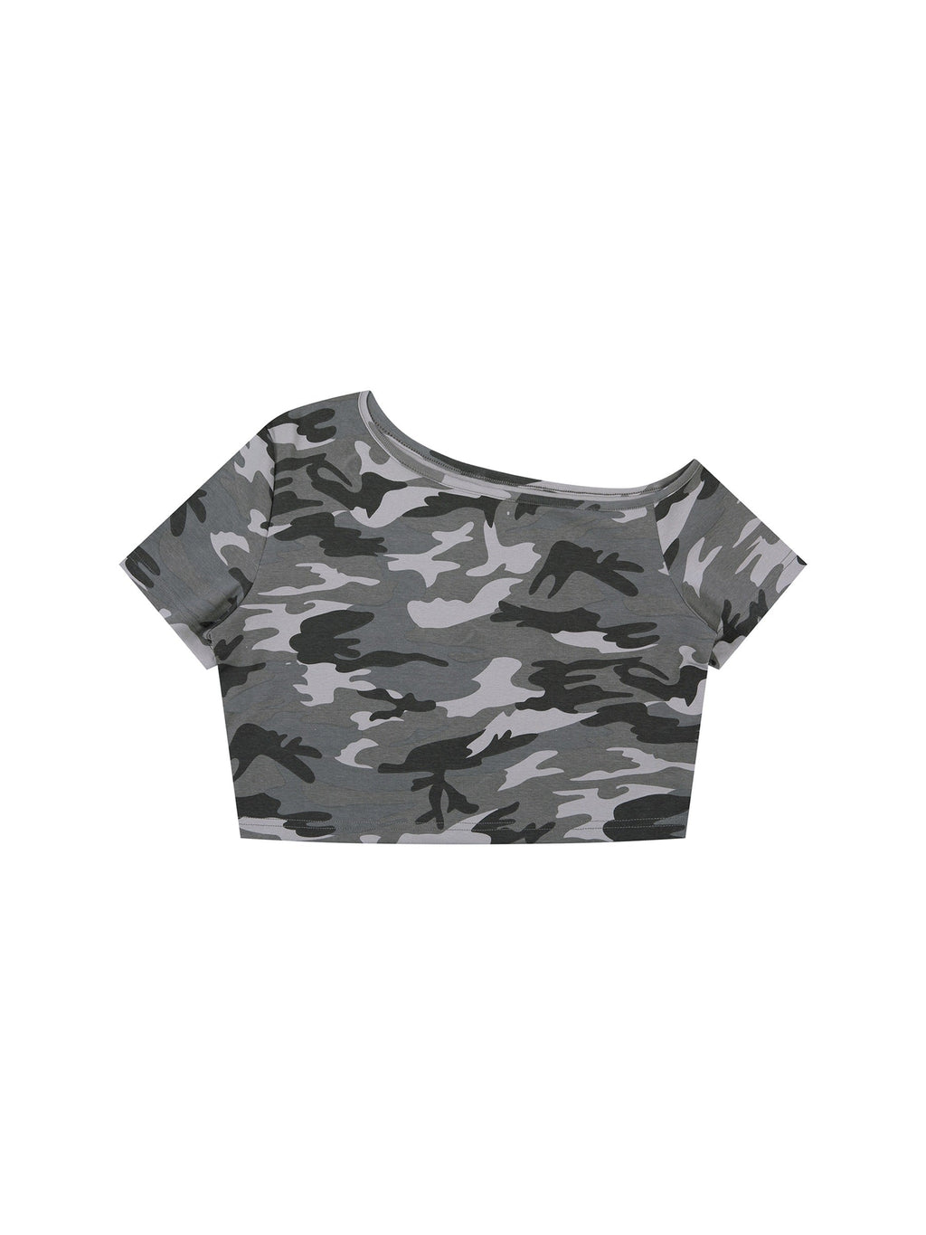 Women's Camo Off-Shoulder Crop T-Shirt