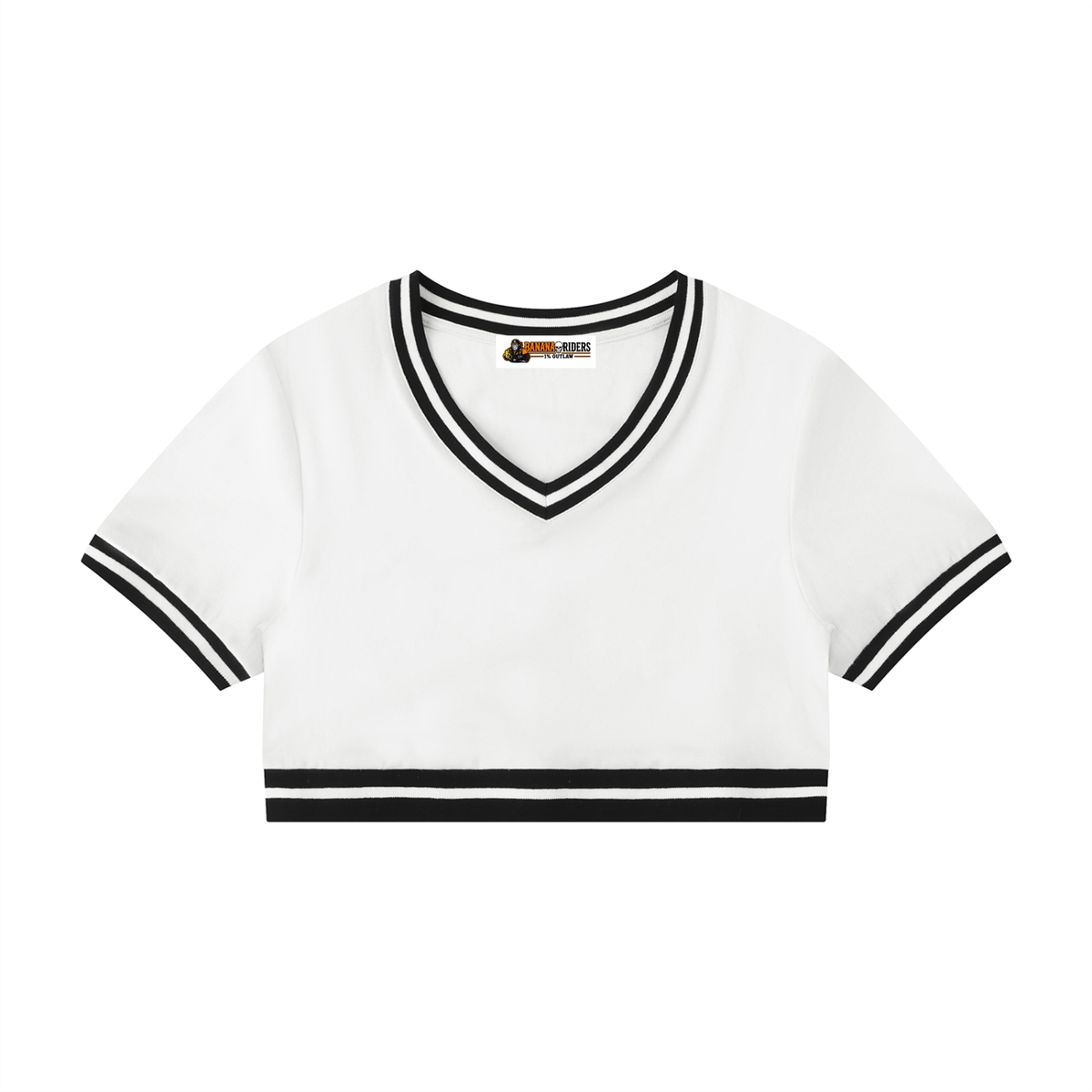 Women's Color Block V-Neck Crop T-Shirt