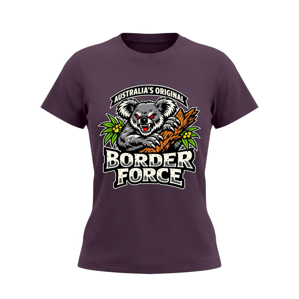 Drop Bear Women's Slim Fit Crewneck T-Shirt - Deep Purple front mockup