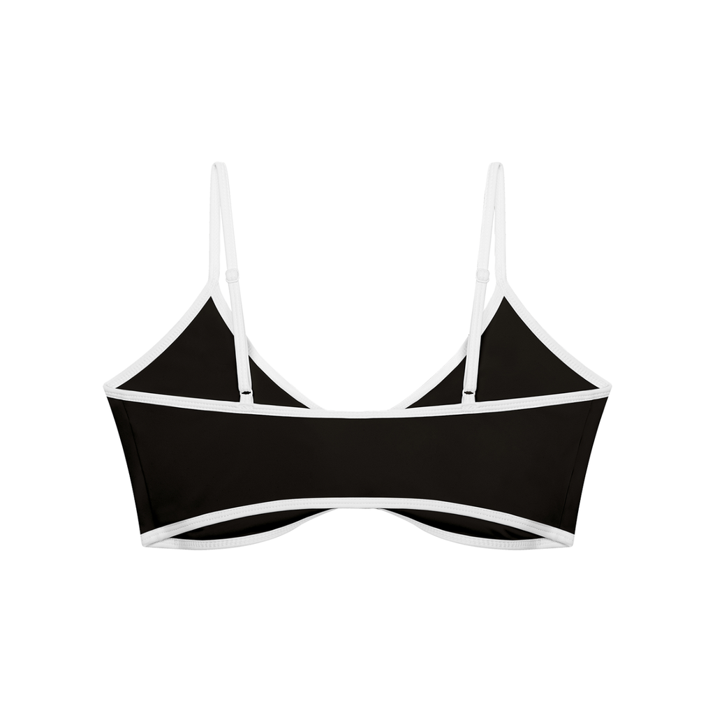 Off Script Women’s Colour-Block Ruched V-Neck Sports Bra - Black - back mockup