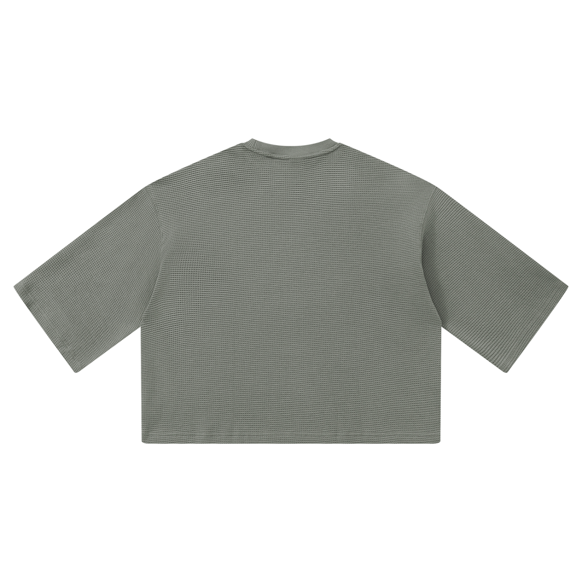 Off Script Waffle Boxy T-Shirt - Gray back view