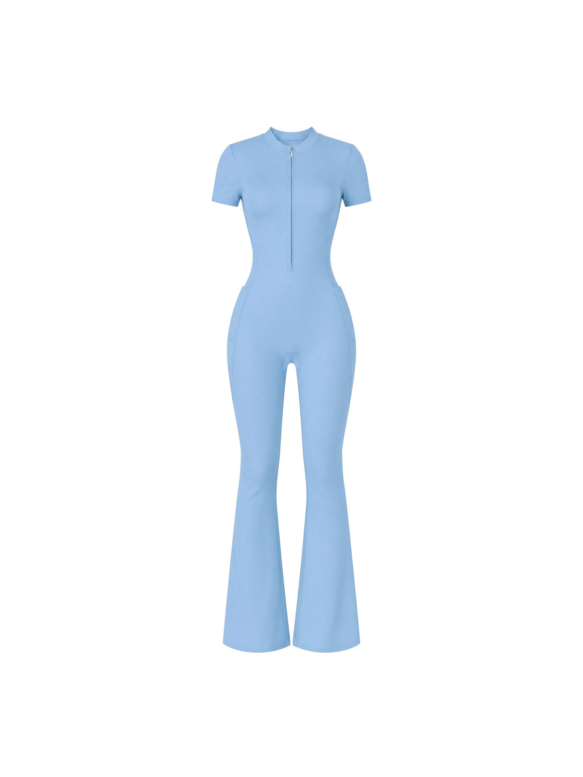 Women’s Tight Flared Leg Quarter-Zip Jumpsuit