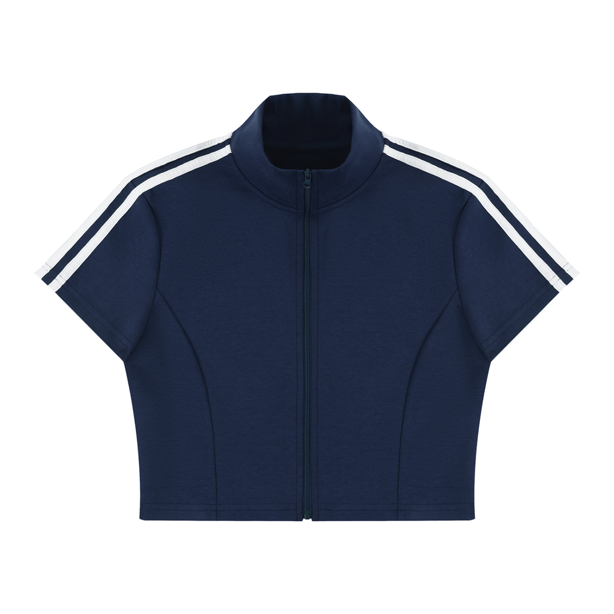 Women's Cropped Full Zip Short Sleeve T-Shirt