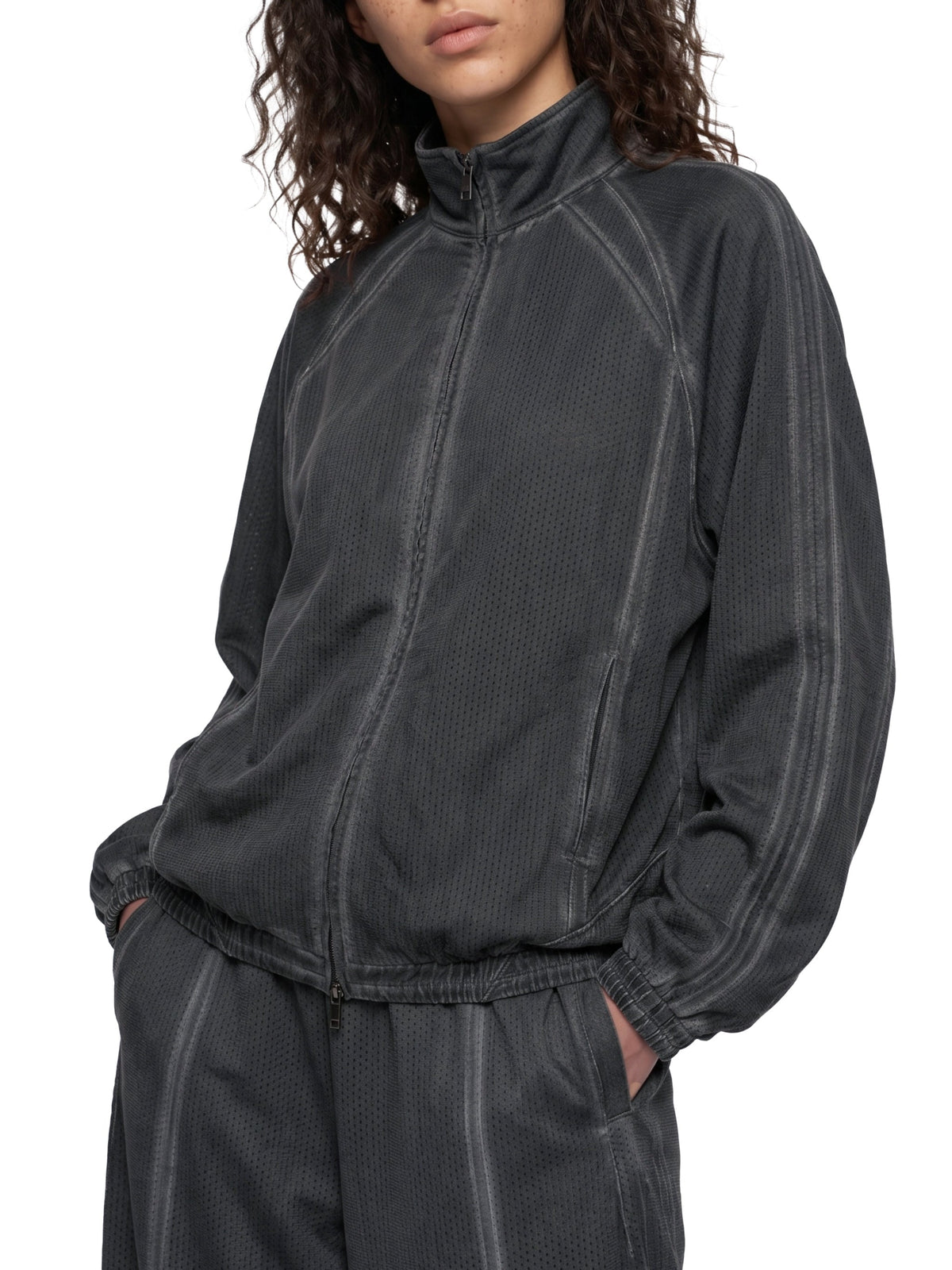 Unisex Vintage Wash Full Zip Mesh Jacket