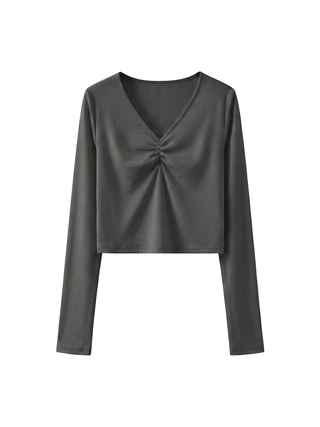 Women's Ruched Long Sleeve Crop T-Shirt