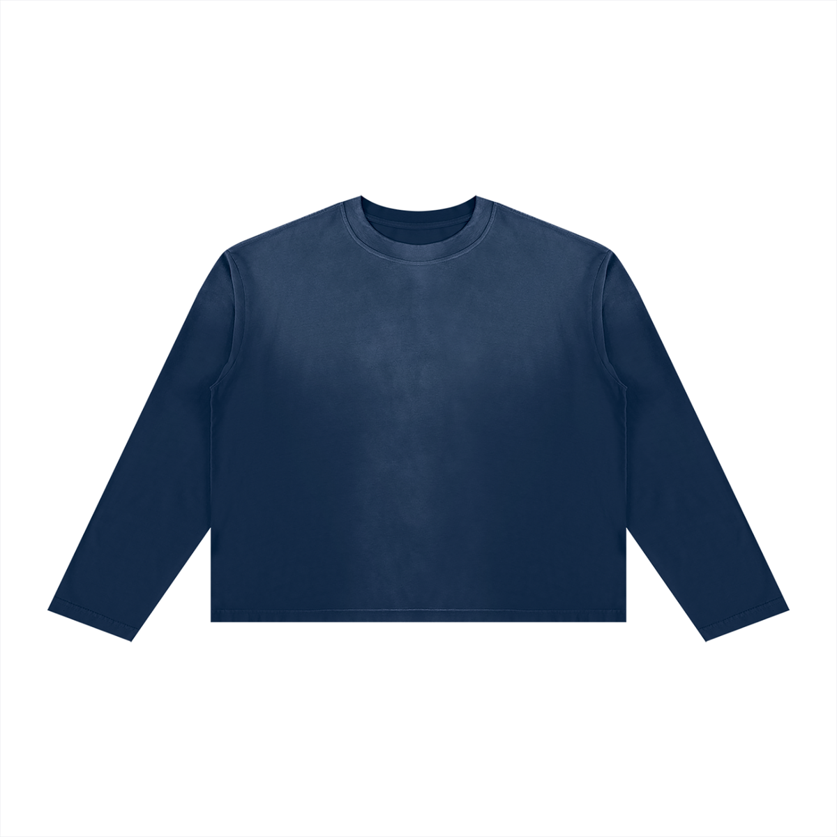 Off Script Sunfade Boxy Long Sleeve T-Shirt - Navy Blue front view