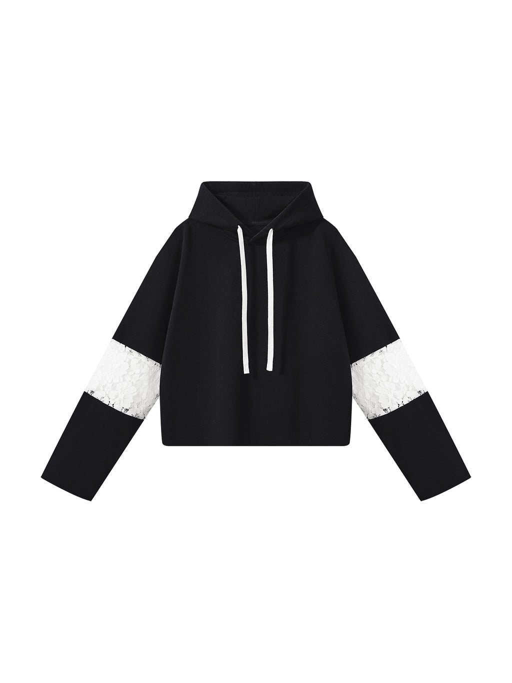 Women’s Cropped Lace-Panel Hoodie