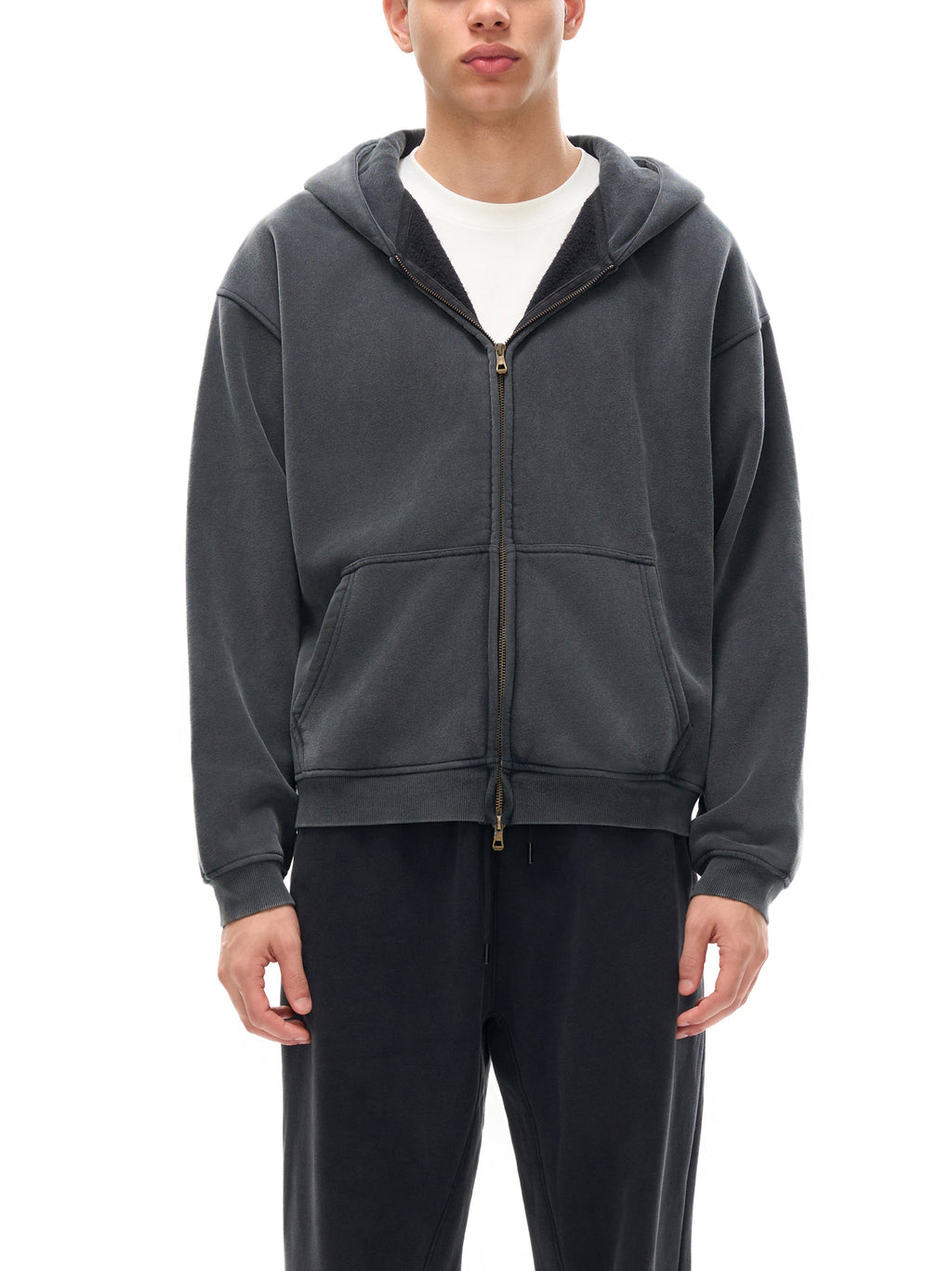 Zip-Through Boxy Fleece Hoodie
