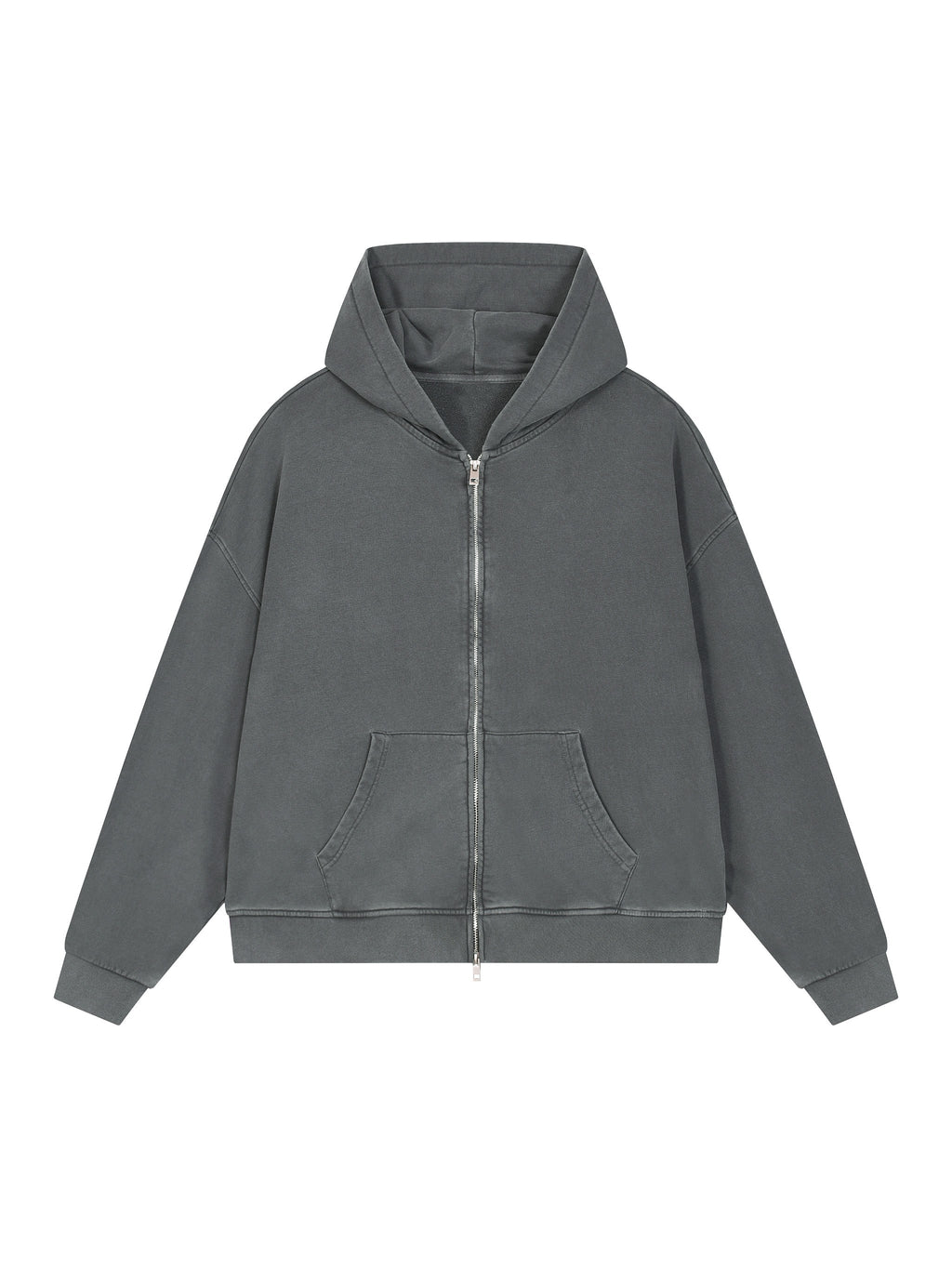 Unisex Vintage Wash Full Zip Boxy Hoodie