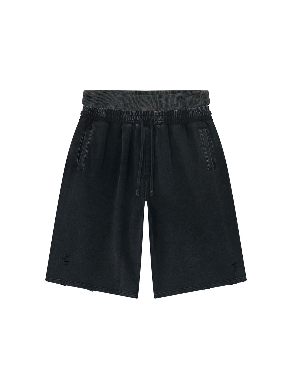 Unisex Vintage Wash Distressed Wide-Leg Shorts
