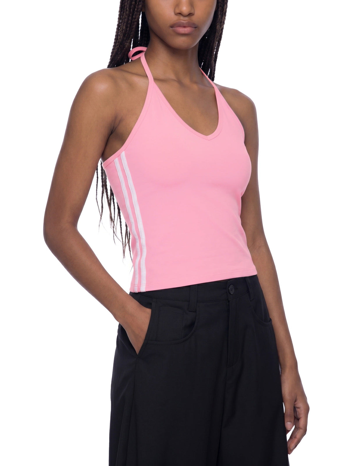 Women's Color Block Halter Crop Tank Top