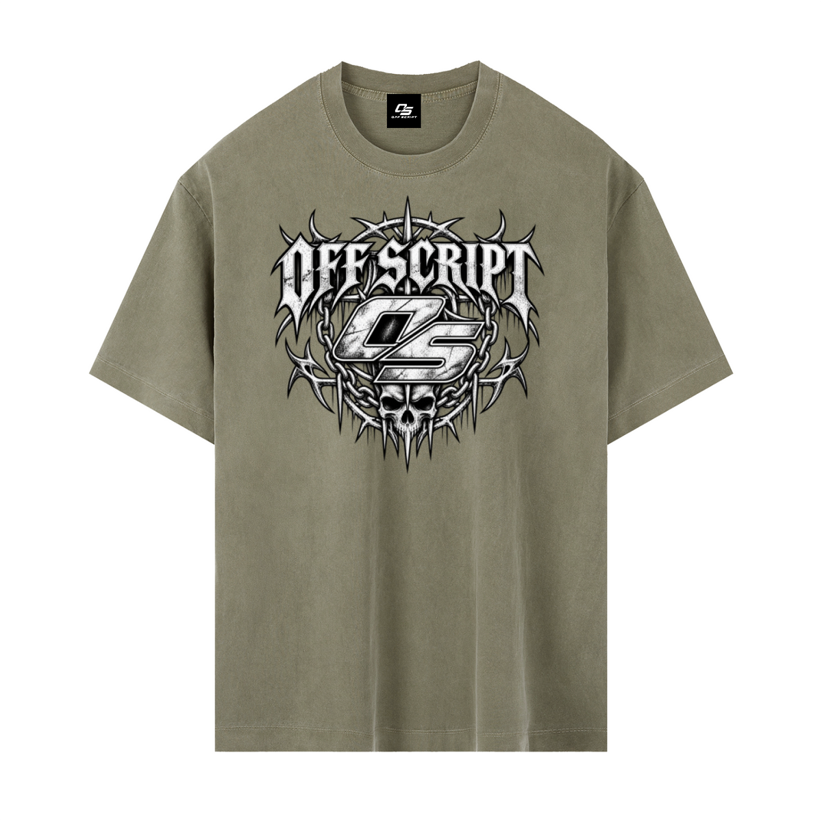 Off Script Gothic Skull Vintage Washed Oversized Cotton T-Shirt