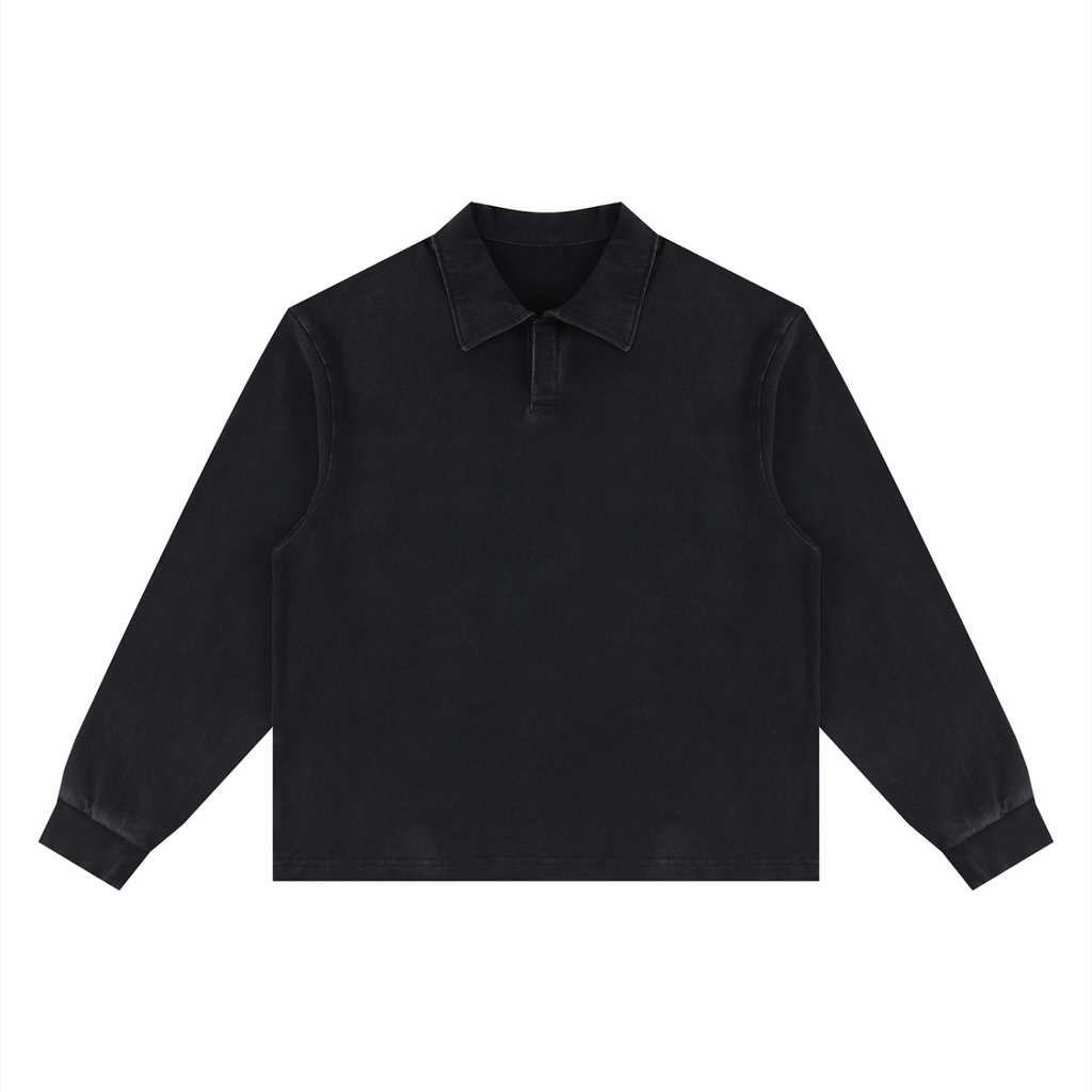 Unisex Loose Long Sleeve Polo Shirt