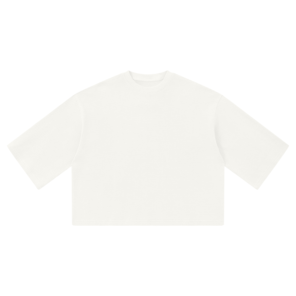 Off Script Waffle Boxy T-Shirt - White front view
