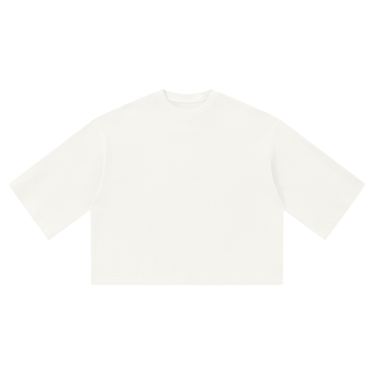 Off Script Waffle Boxy T-Shirt - White front view