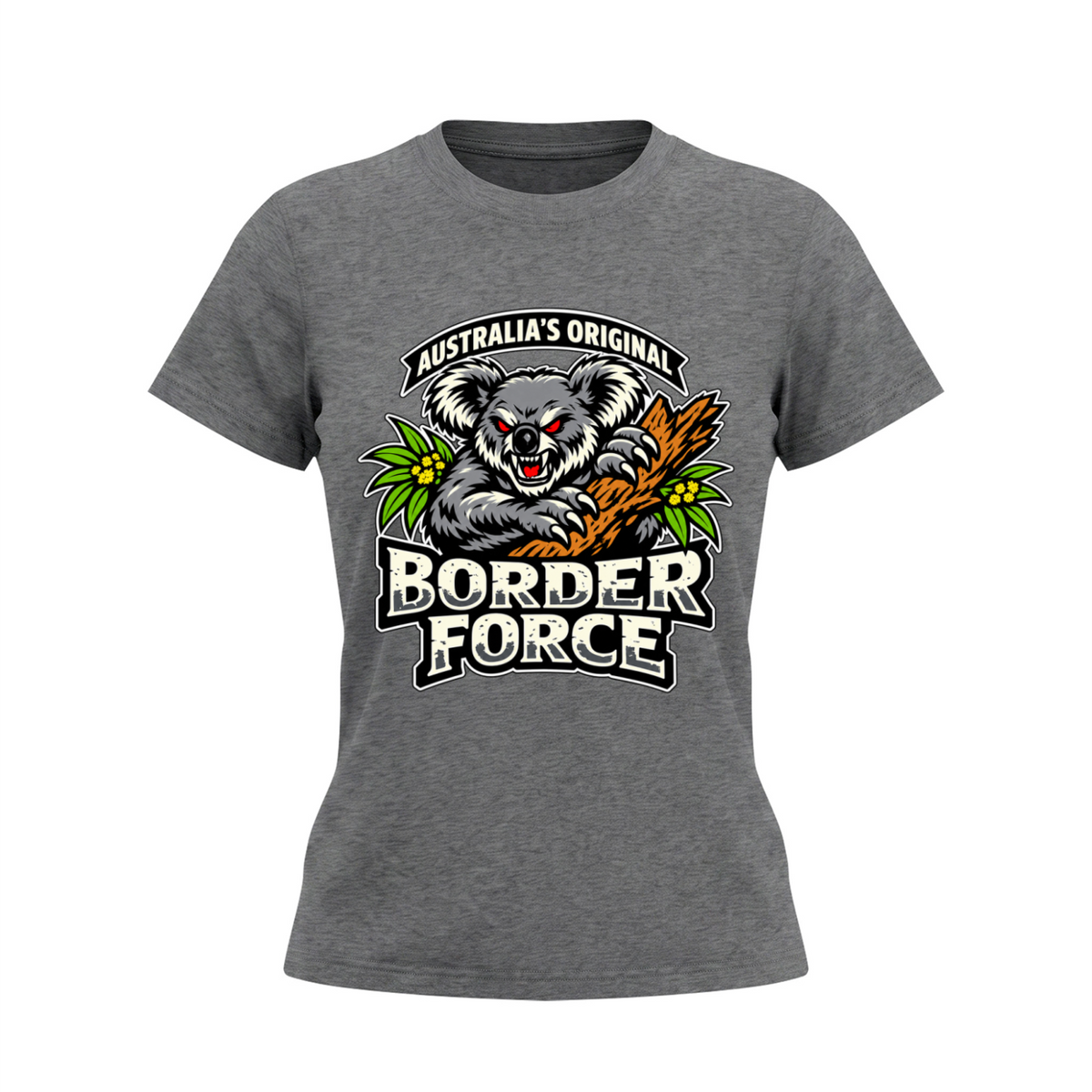 Drop Bear Women's Slim Fit Crewneck T-Shirt - Dark Gray front mockup