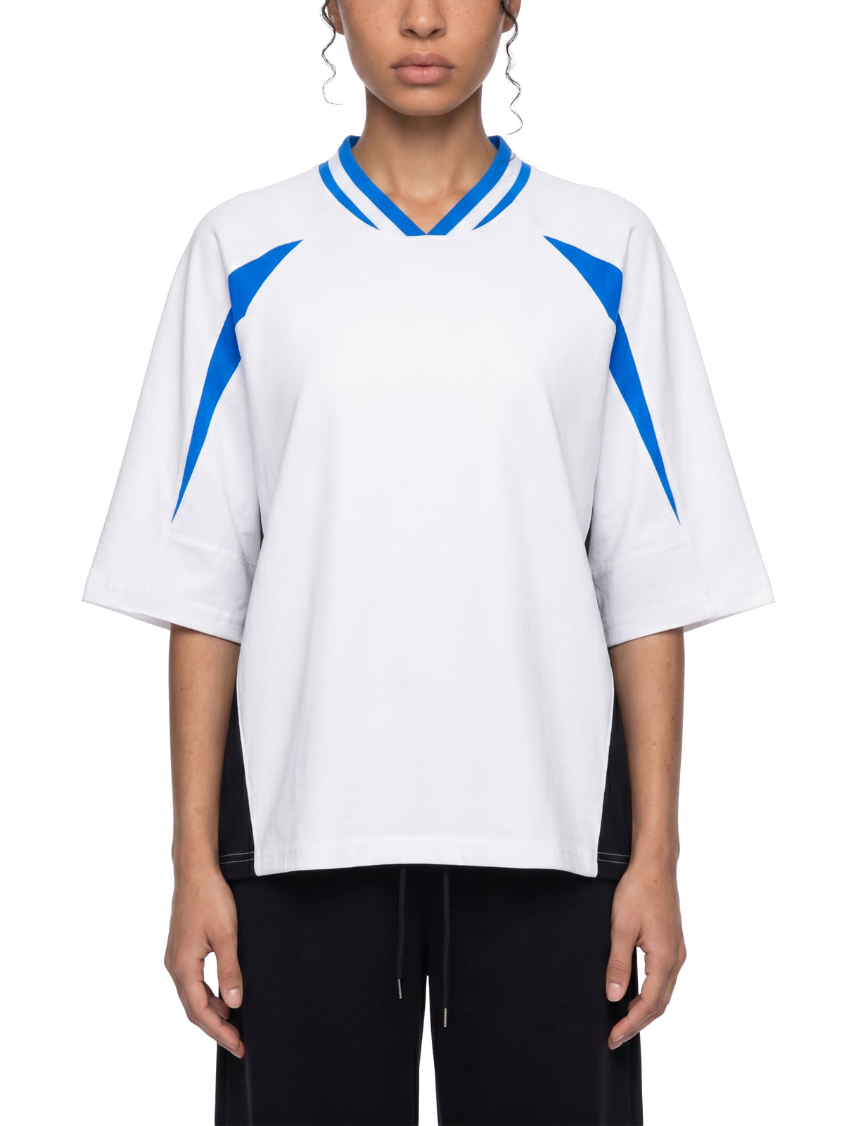Unisex Oversized Color Block V-Neck T-Shirt