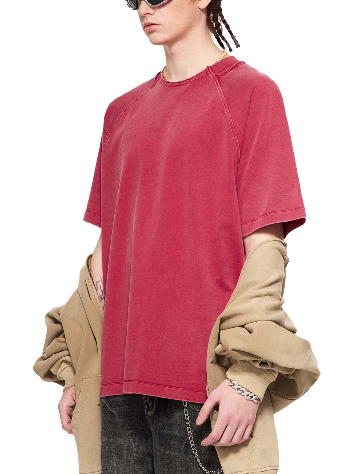 Unisex vintage-washed raglan cotton T-shirt
