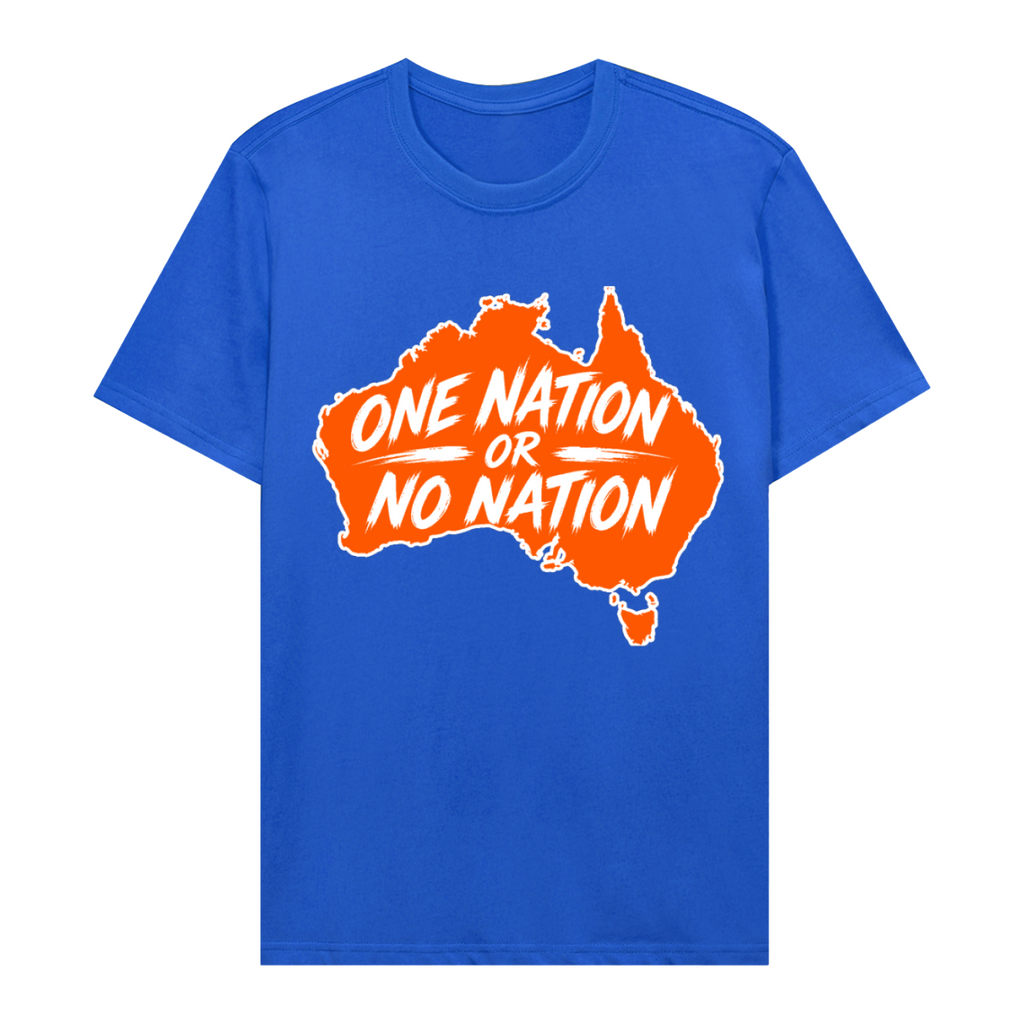 One Nation Essential Cotton T-Shirt - Colorful Blue front 3D mockup