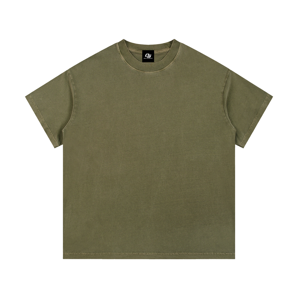 Army Green Unisex Vintage-Wash Cotton T-Shirt front view