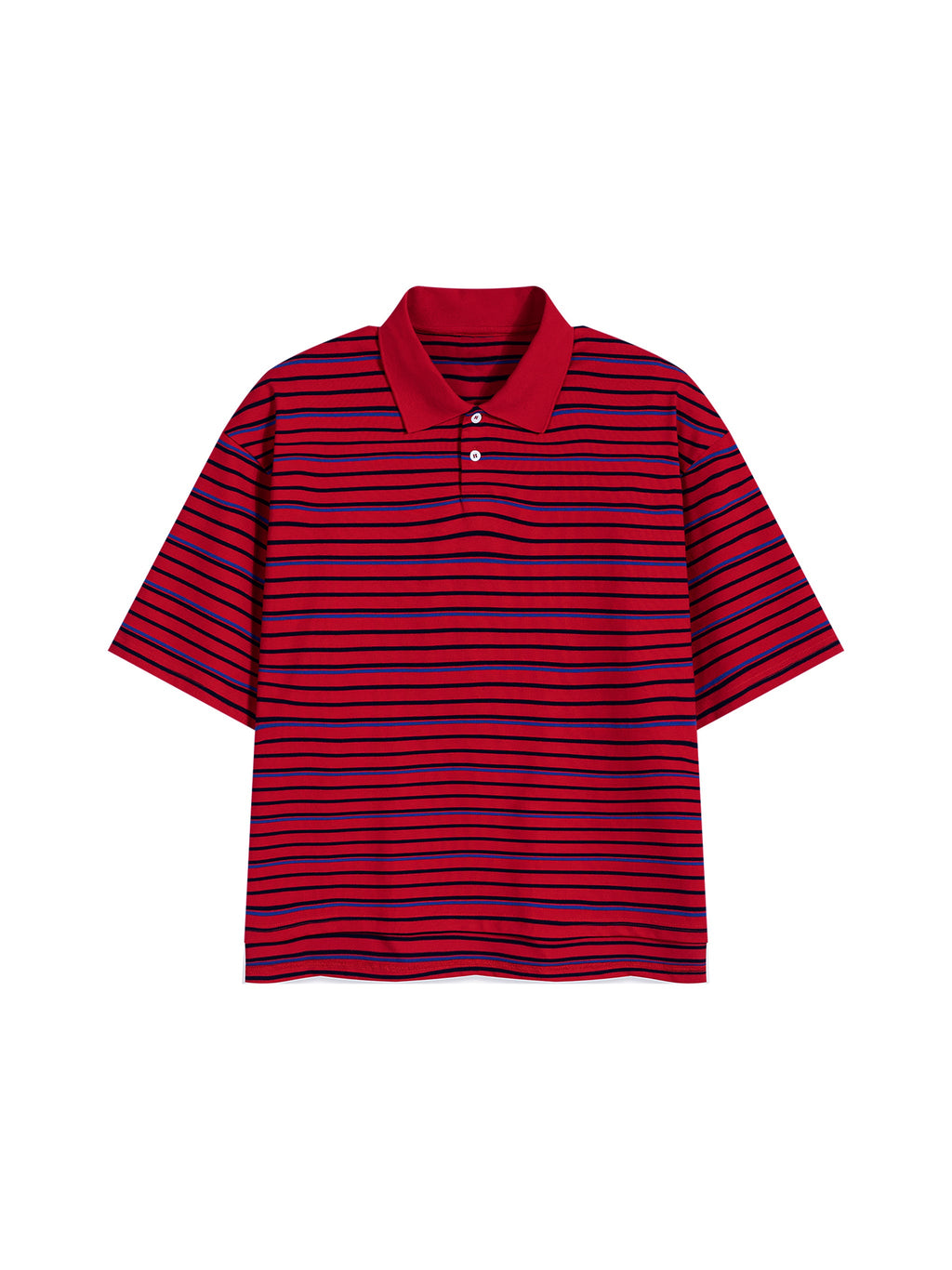 Unisex Striped Boxy Collared Polo Shirt