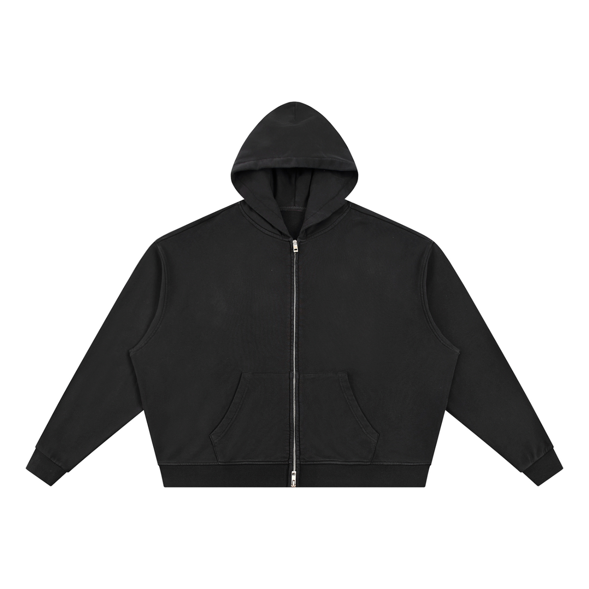 Unisex Vintage Wash Full Zip Boxy Hoodie