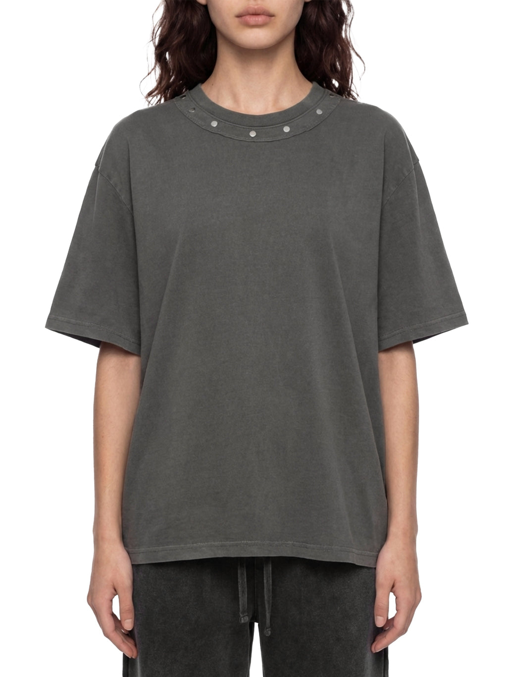Unisex Washed Boxy Studded T-Shirt
