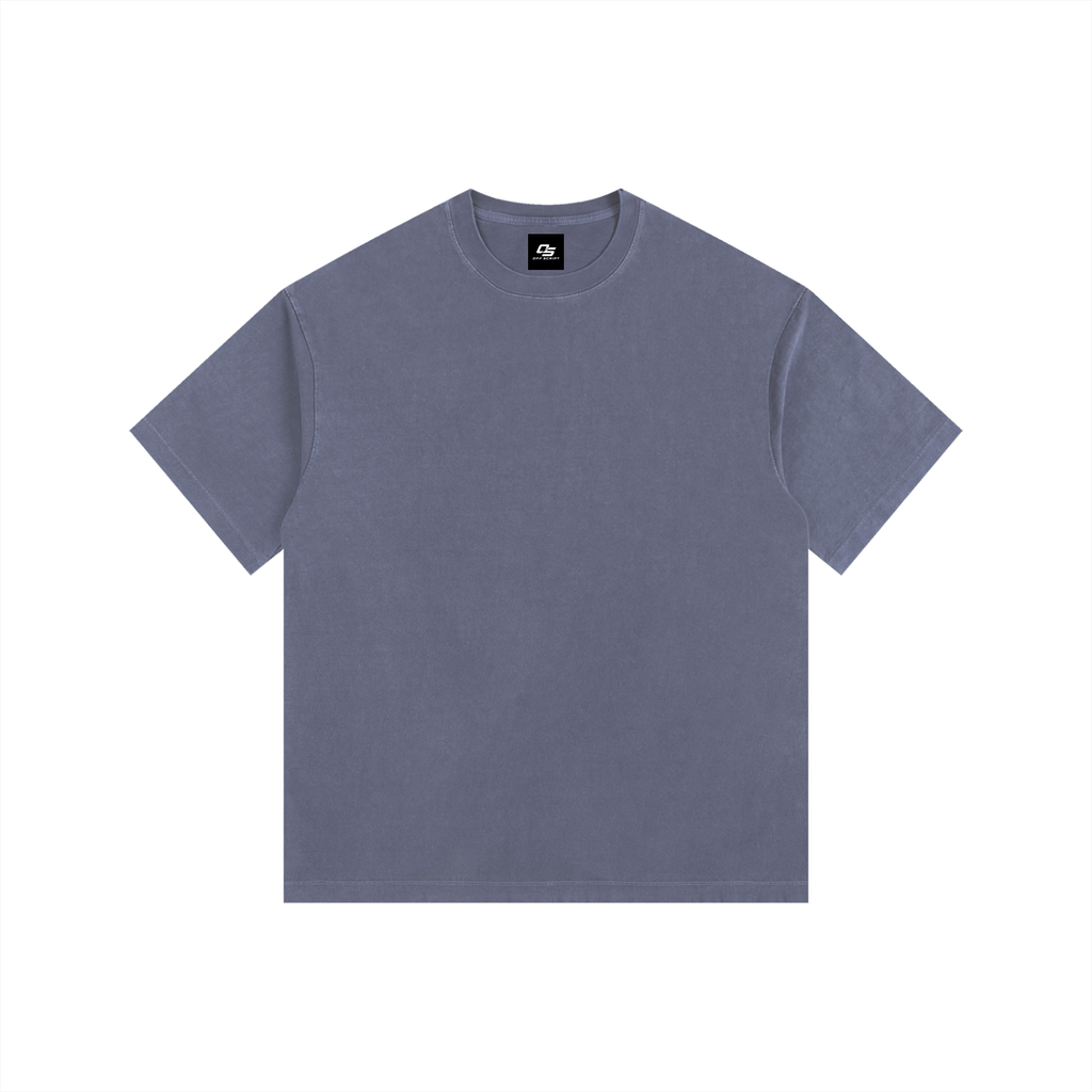 Navy Blue Unisex Vintage-Washed Oversized Cotton T-Shirt front view