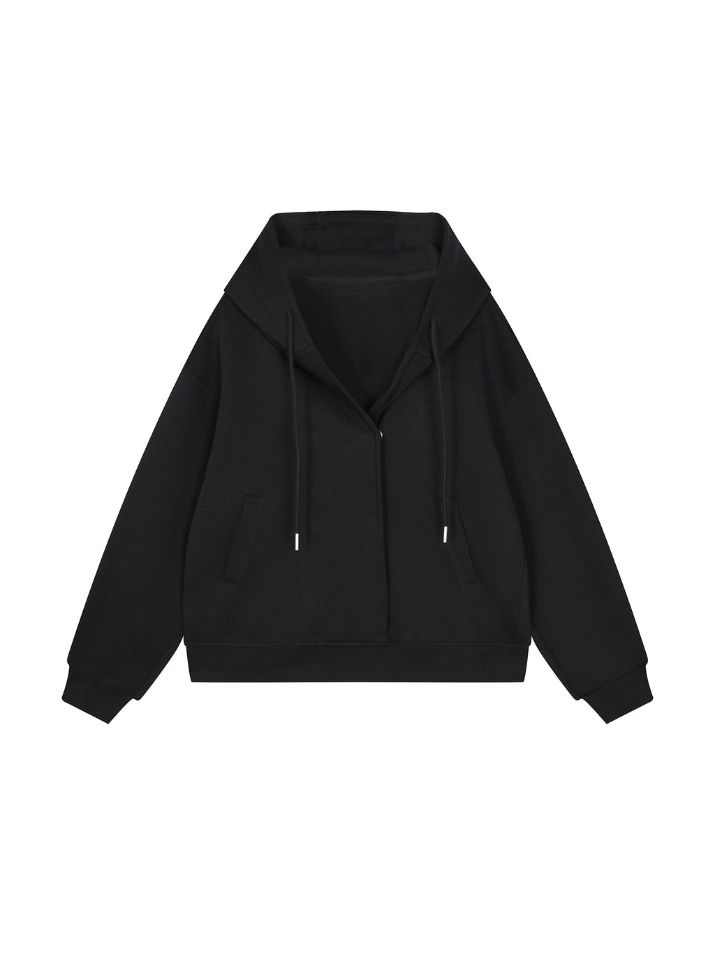 Boxy Button Placket Hoodie