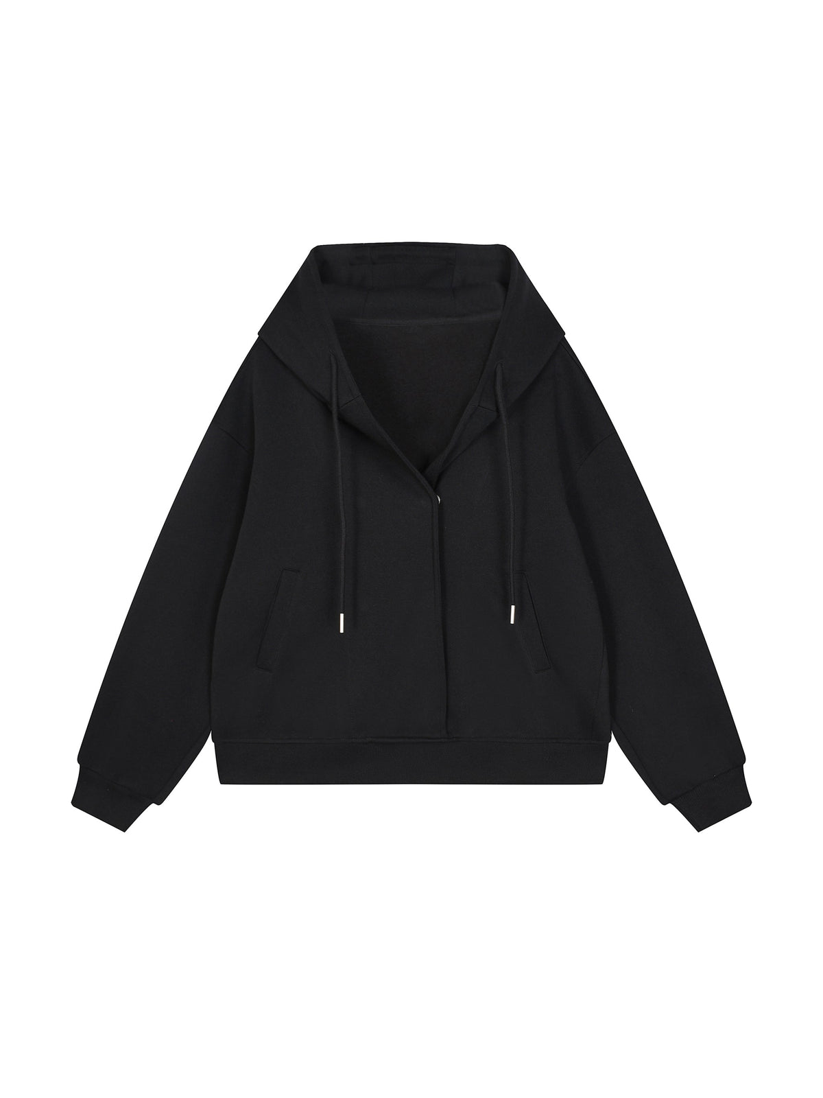Boxy Button Placket Hoodie